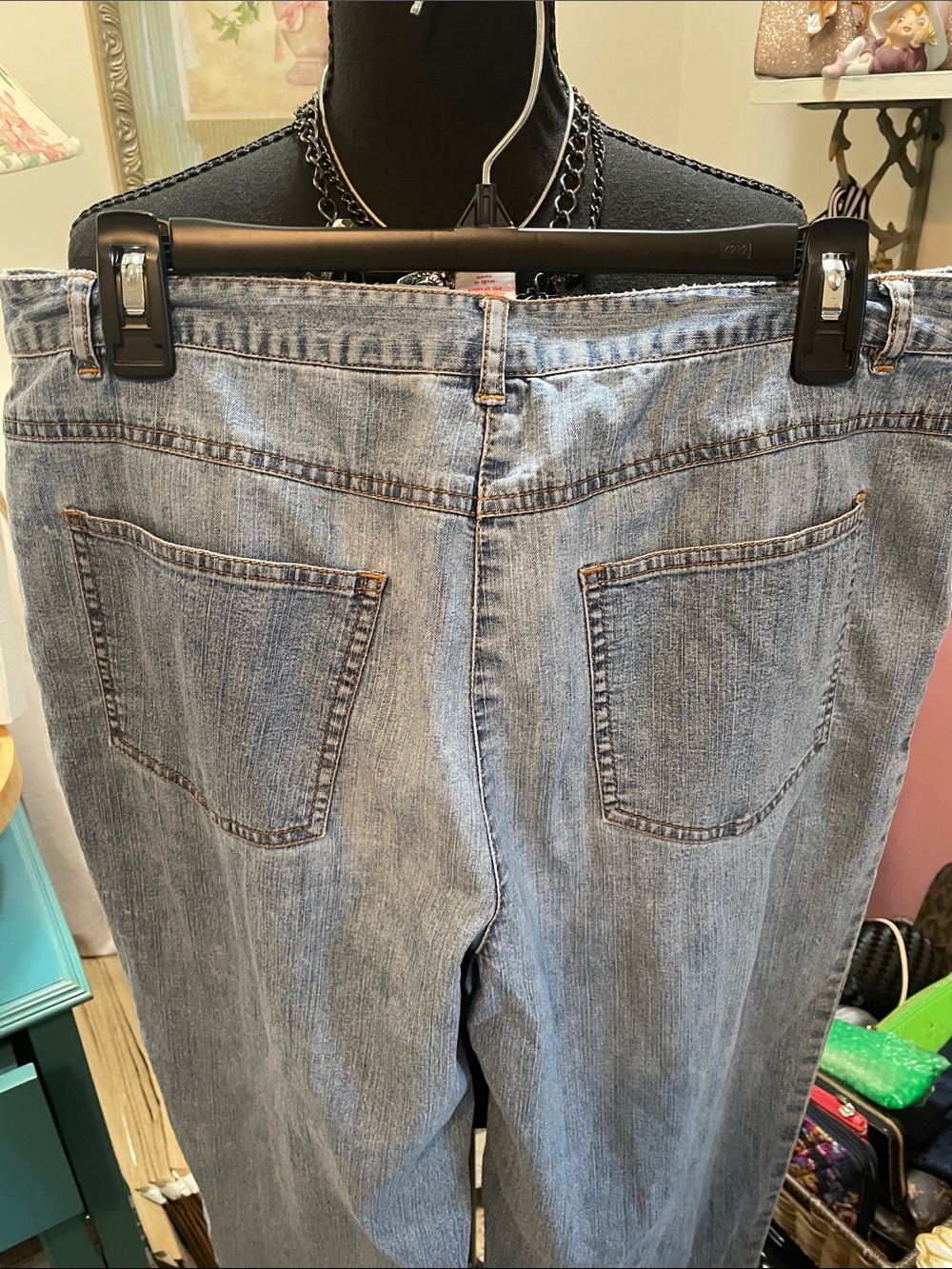 Ruby Rd. Light Blue Cropped Embroidered Hem Jeans - Picture 7 of 10